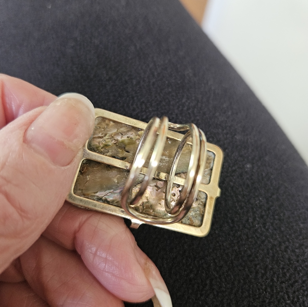 ABALONE AND STERLING SILVER ADJUSTABLE RING. BIG PIECE. PHOTOS 📸 - Picture 2 of 8